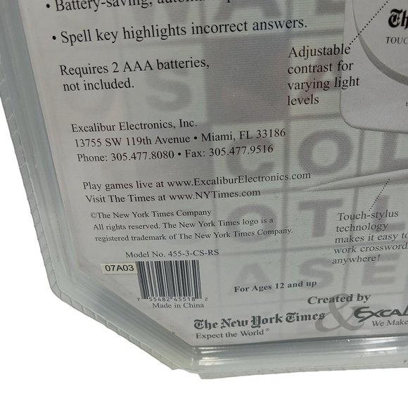Excalibur The New York Times Touch-Screen Crossword Brain Game Never Used - Picture 4 of 8
